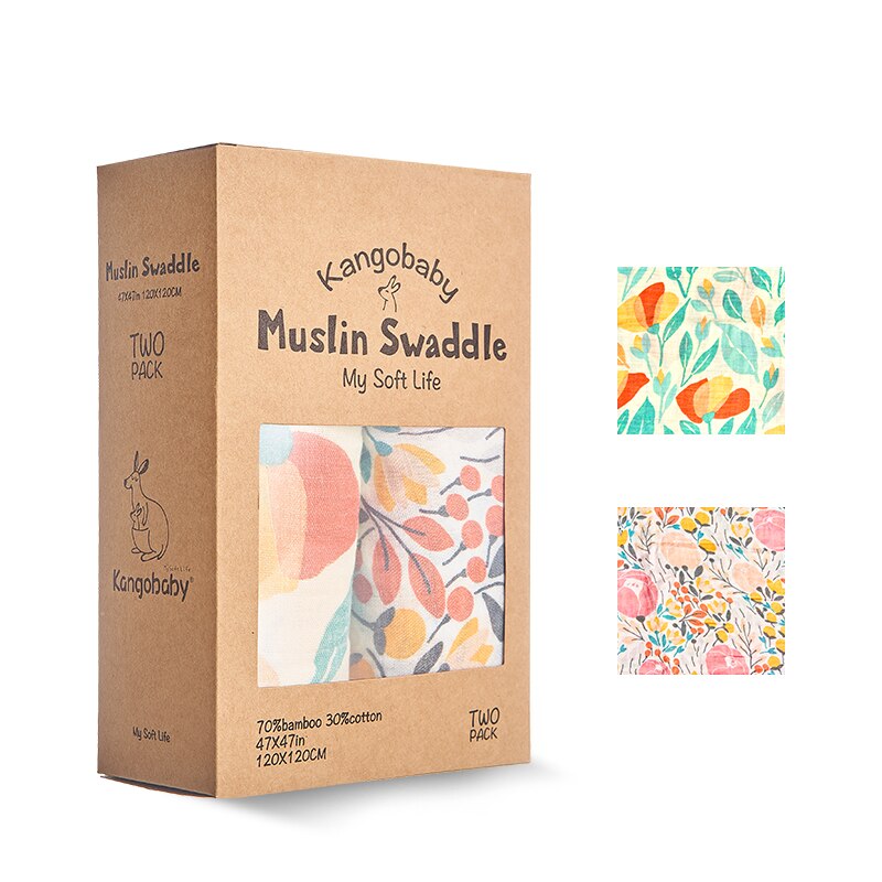 Bamboo and Cotton Muslin Swaddles (2 pcs)